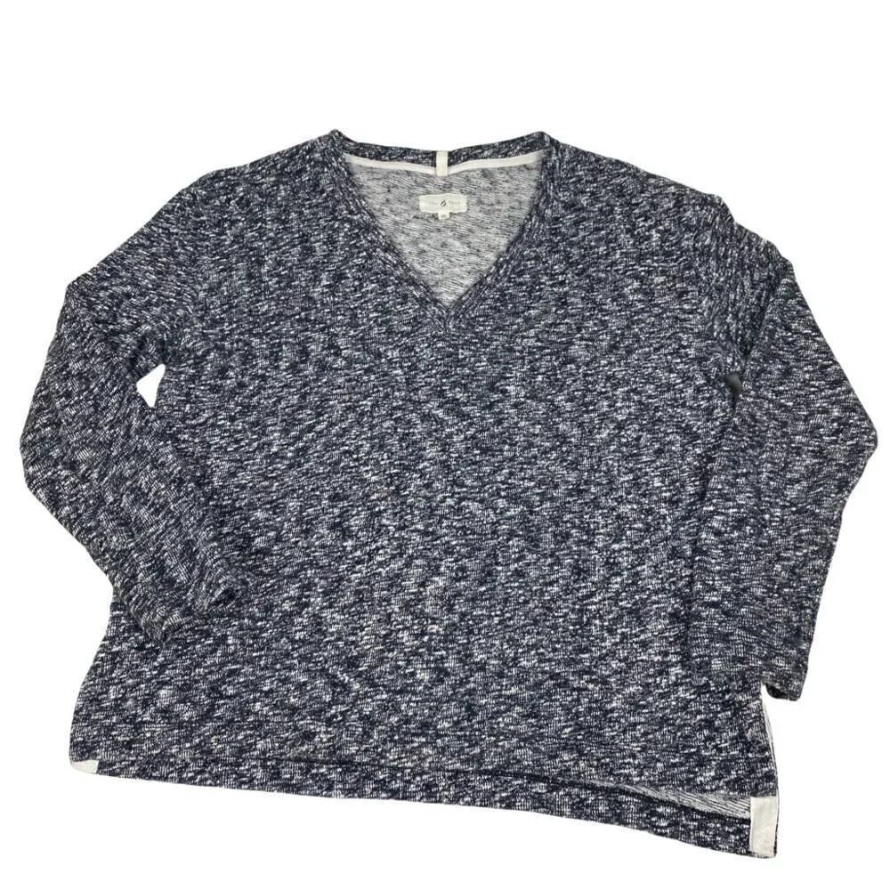 Lou & Grey Blue Pullover V-Neck Marled Top size medium